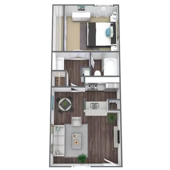 1 Bed - 1 Bath E124 floor plan